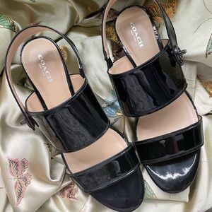Coach Marla Patent Sandals Size 9.5 Black